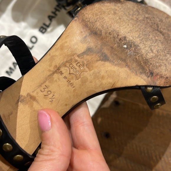 MANOLO Blahnik 39.5 strappy studded laceup heels sandals stilettos slides - Picture 5 of 6